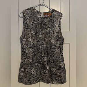 Tory Burch Silk Sleeveless Patterned Blouse with Tie Front Detail  Size 14
